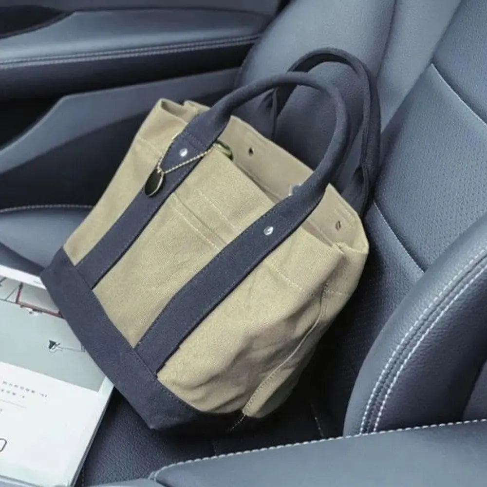 Lady Canvas Tote Bag Handbag Creative Large Capacity Multi Compartment Carrying Bag Student Book Pocket Travel Bag Grocery Bag