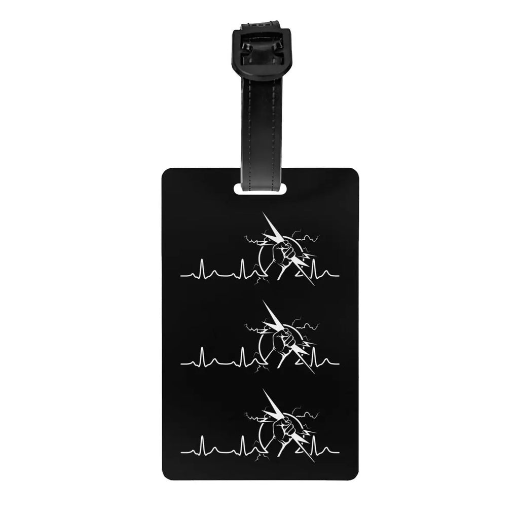 Custom Rock Guitar Heartbeat Luggage Tag With Name Card Music Singer Privacy Cover ID Label for Travel Bag Suitcase