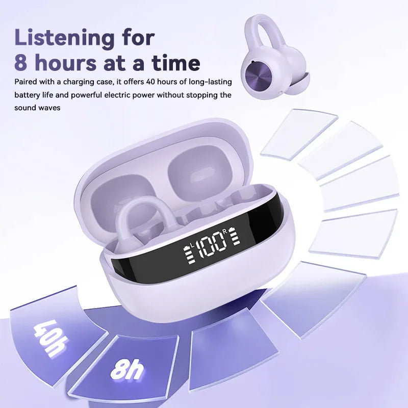 K30 Open Ear Ear Clip Bluetooth 5.4 Sports Earphones Digital Display Wireless Headset