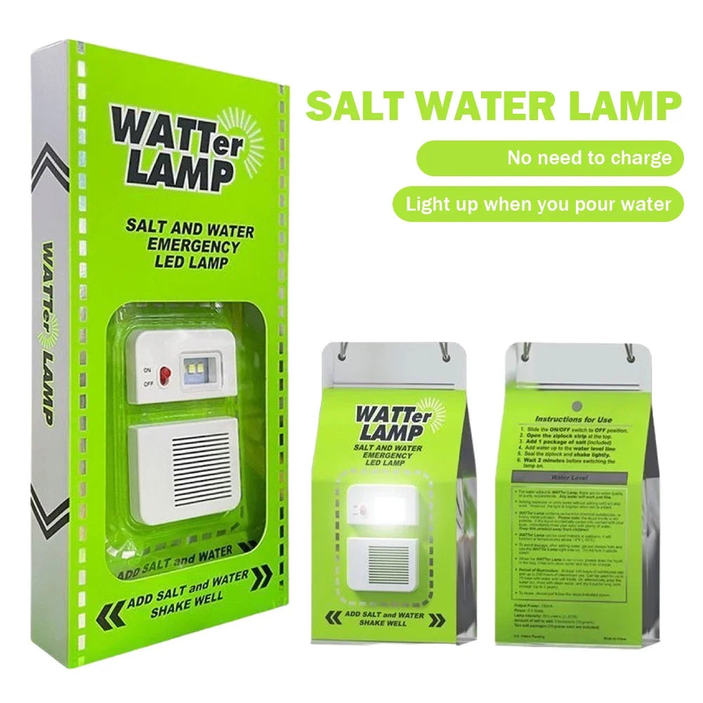 LED Salt Water Emergency Lamp Portable Camping Lamp Waterproof Salt Water Light for Outdoor Camping Night Fishing Lamp Reusable