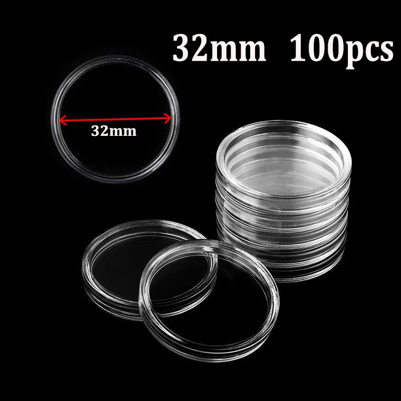 21/23/25/30/32/38/40/45mm Coinning Capsules Storage Box Clear Plastic Coinning Cases Holders Protector Coinning Capsules Storage
