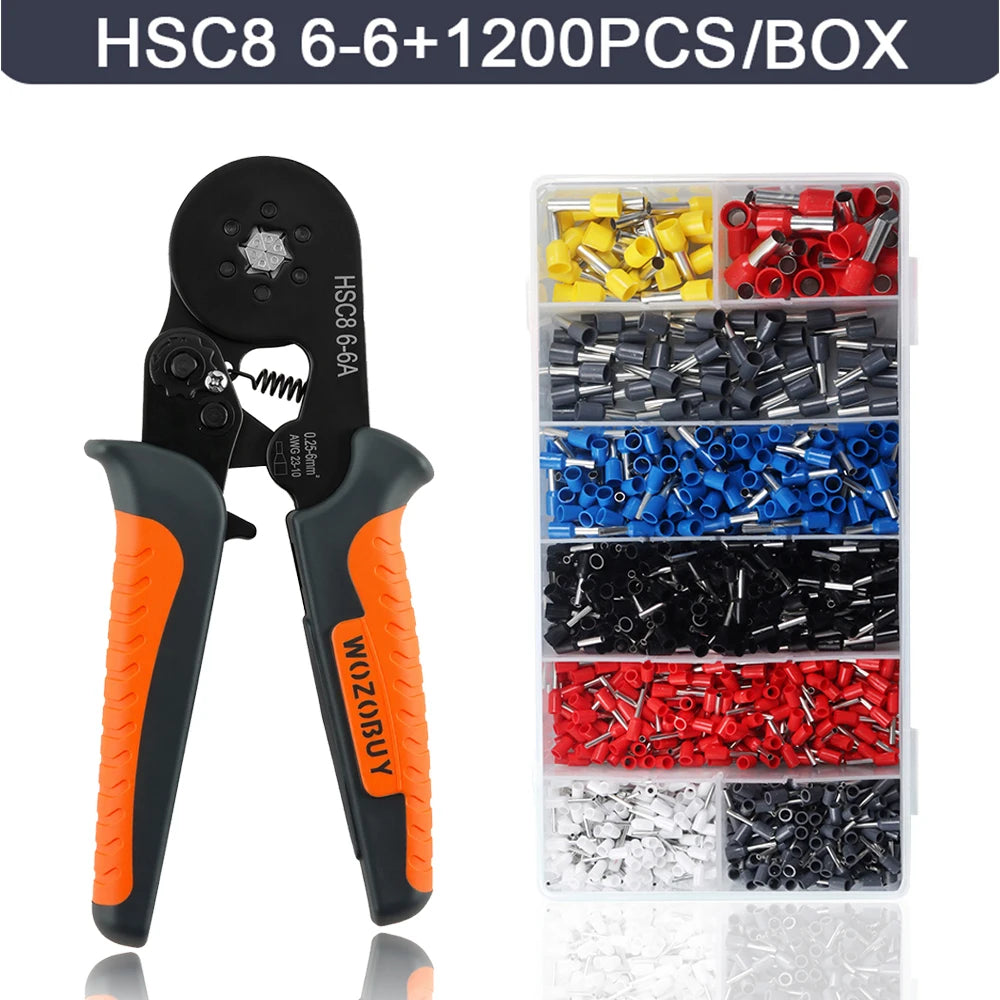 Ferrule Crimping Tool Kit , Ratchet Pliers  with Wire End Ferrule Terminals, Quadrilateral Wire Crimp Pliers with Crimp