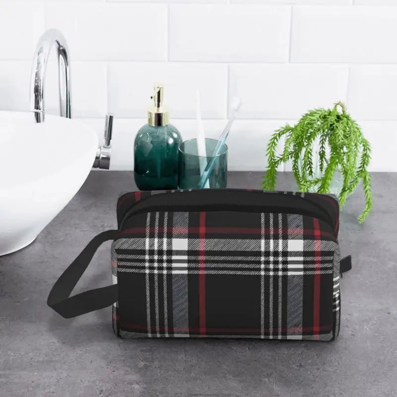 GTI Tartan Print Travel Storage Bags Unisex Portable Toiletry Bag Large Waterproof Makeup Cosmetic Bag Pouch for Women Men Gift
