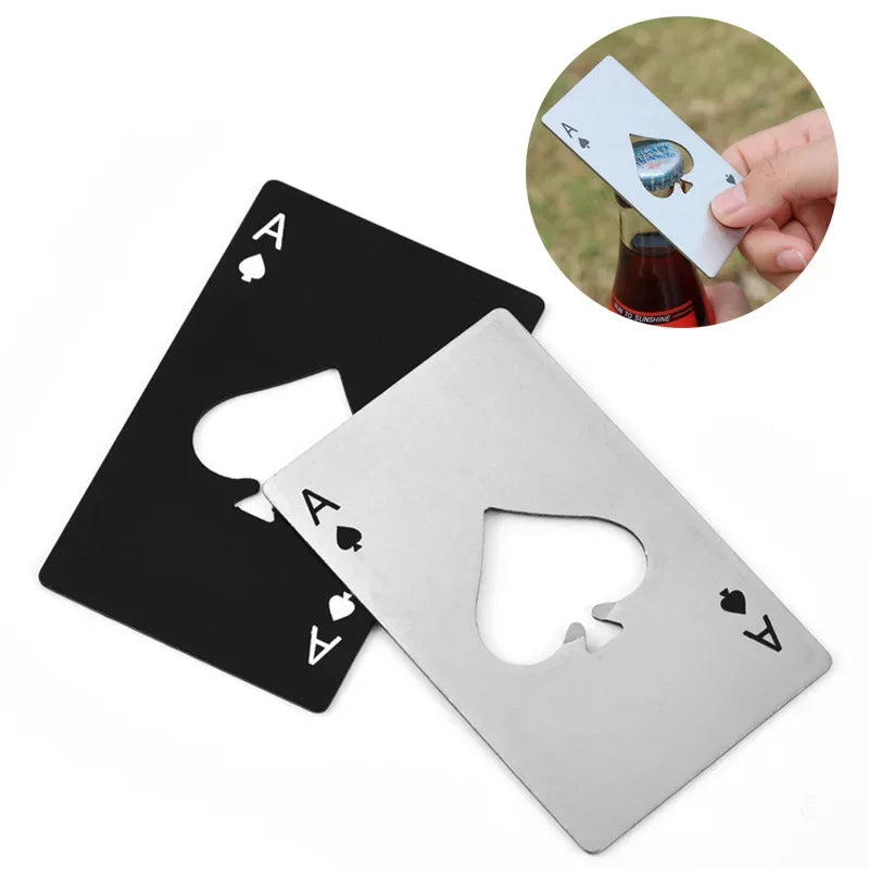 Portable Spades Bottle Opener Poker Shaped Wine Beer Black Peach A Playing Cards A Bottle Opener Hot  Stainless Steel Home Tools