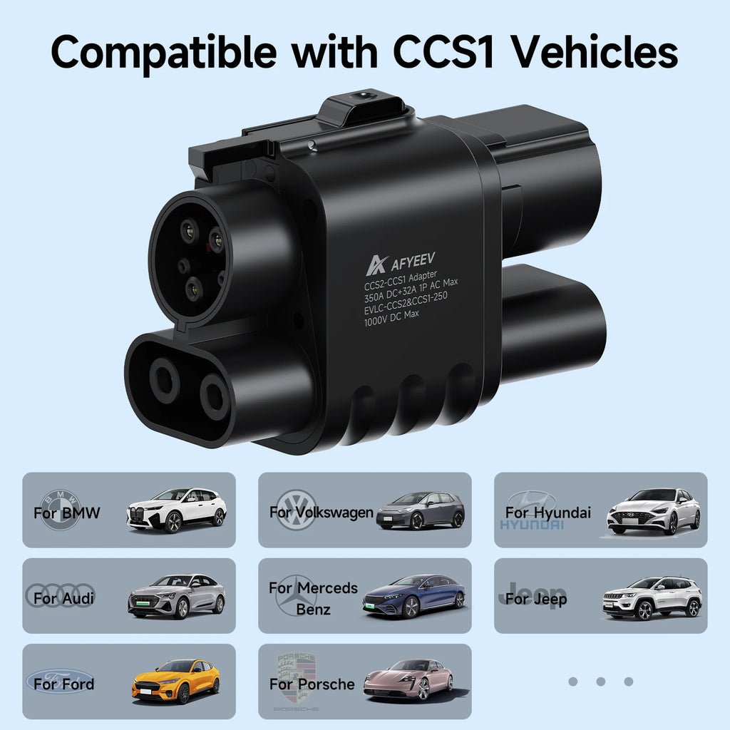 AFYEEV CCS2 to CCS1 Adapter 350A 350kW From CCS2 to CCS1 DC+AC Electric Vehicle Charger DC 1000V Fast Ev Charging Adapter