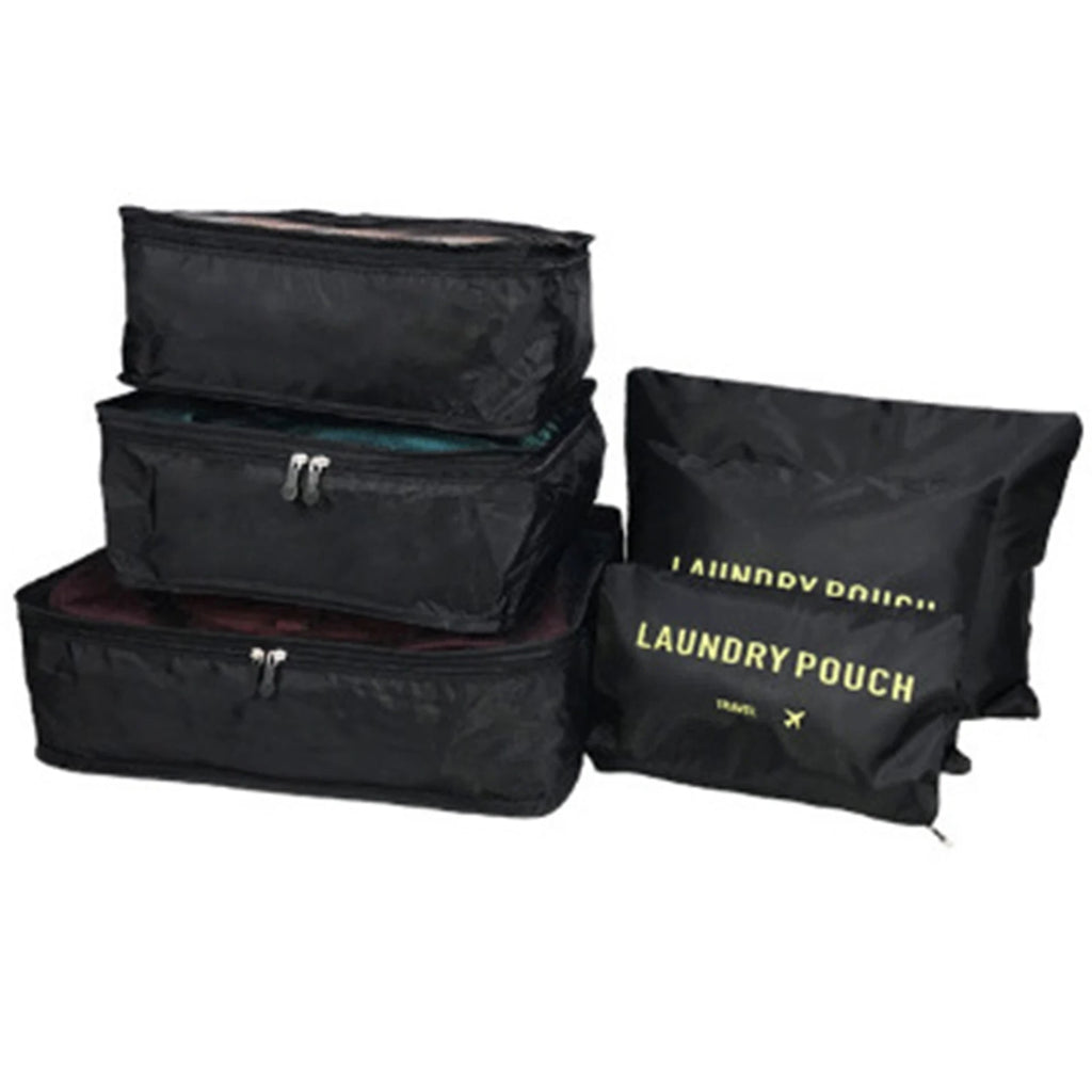 6pcs/Set Travel Luggage Packing Cubes Suitcase Clothes Storage Bag Organiser Foldable Clothing Organizer Shoes Underwear Pouch