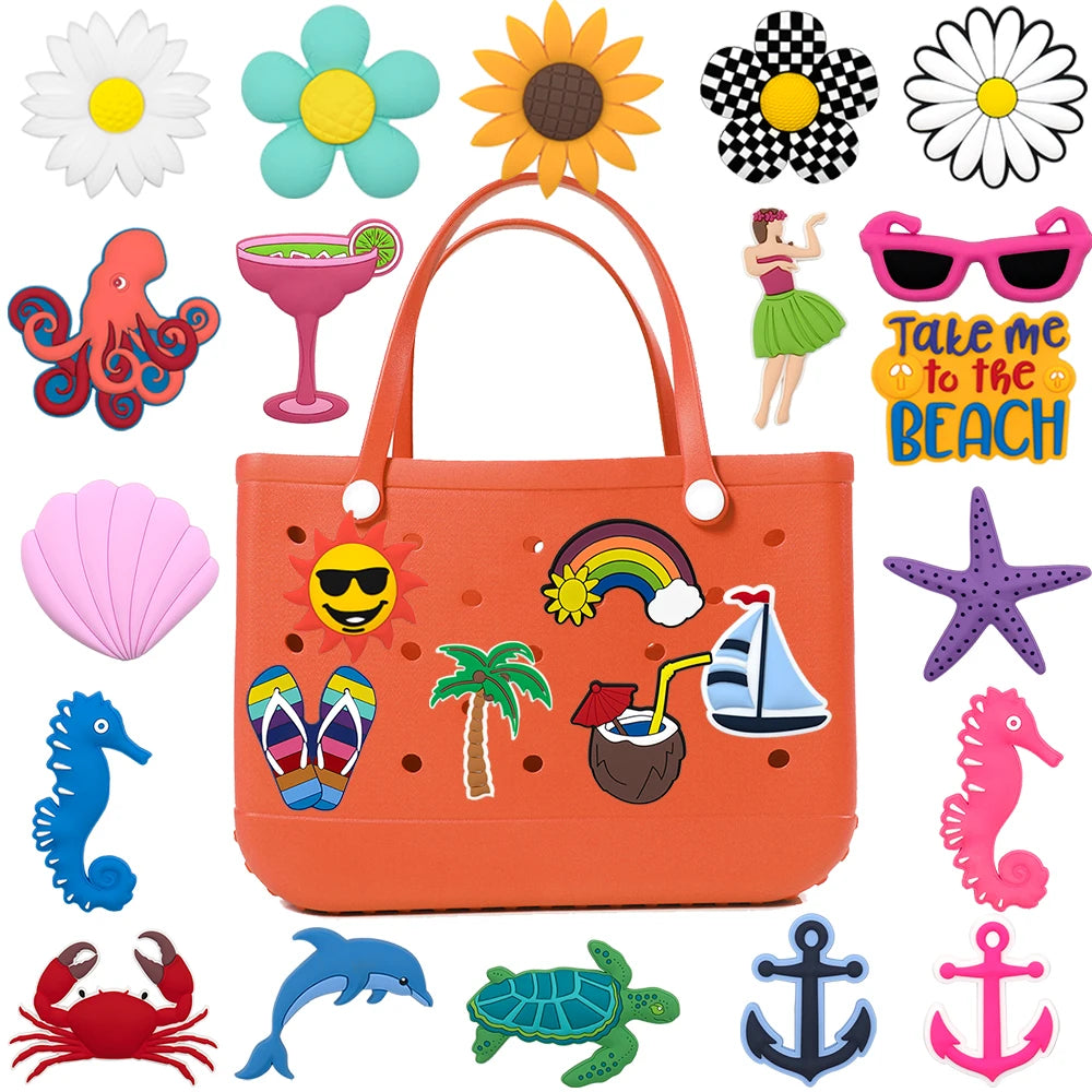 1PCS Women‘s Bag Charms Beach Style Marine Animal Coconut Sailboat Tote Bag Accessories Fashion Handbag Decorations
