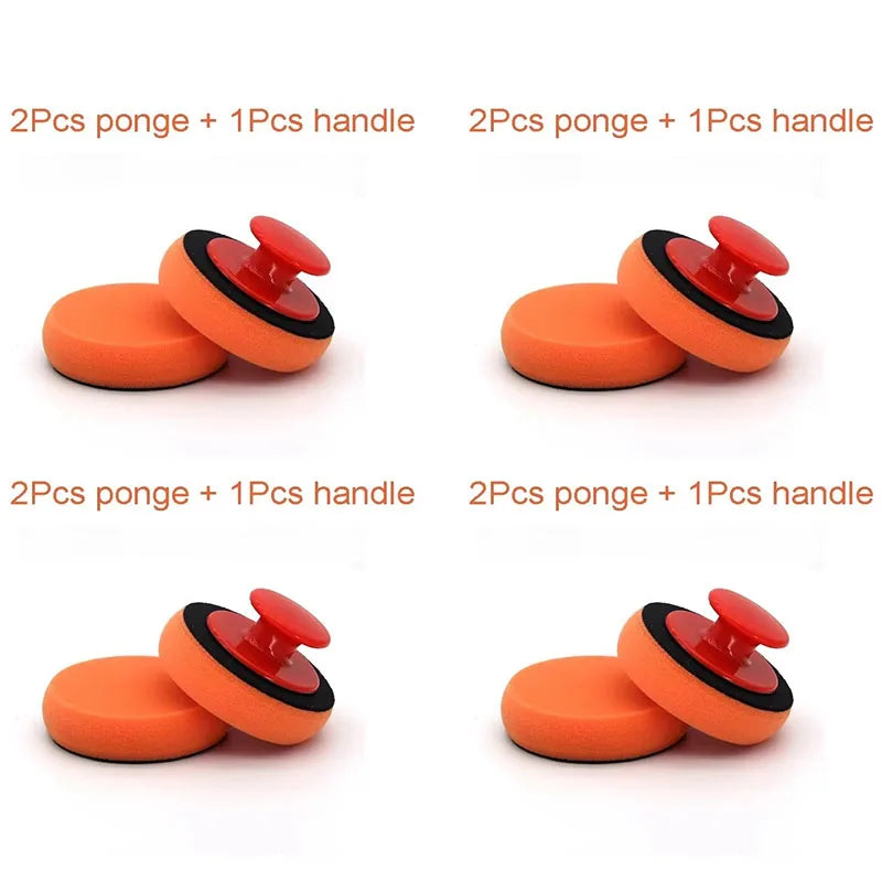 1-6set 4 Inch Car Wax Applicator Pads Set with Red Handle Soft Sponge Applicators Foam Wax Pad for Polishing and Cleaning Cars