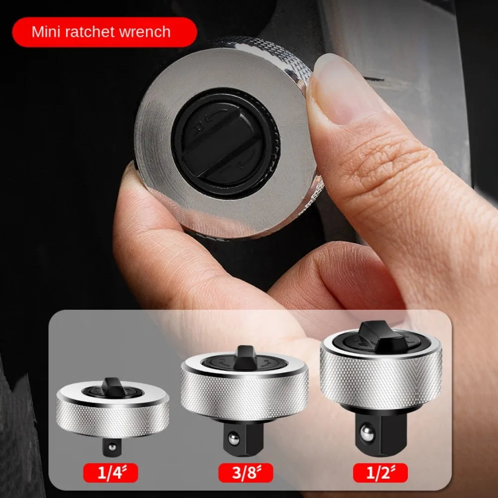 Mini Ratchet Socket Wrench 1/4 3/8 1/2 Inch Reversible Ratchet Handle Mini Portable Rotate Steel Palm Ratchet Socket Wrench