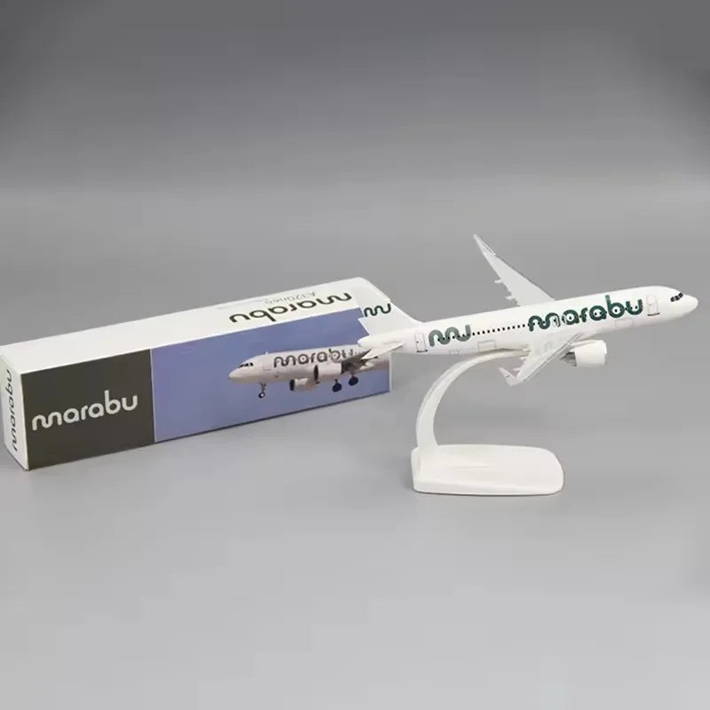 1:200 Scale A320NEO Marabu Airline ABS Plastic Airplane Model Toys Aircraft With BasePlane Model Assembly Collection Display Fan