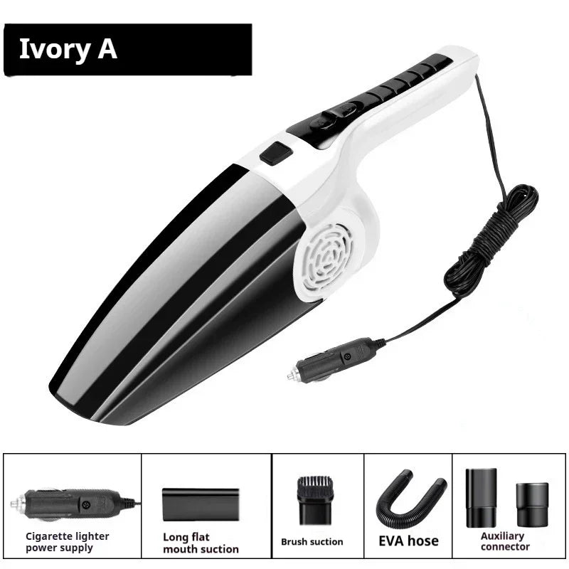 Handheld Car Vacuum Cleaner, 12V Cigarette Lighter Powered, Lightweight with Attachments for Deep Interior Cleaning