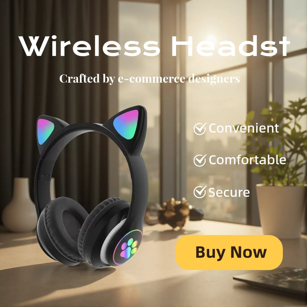 Cat Shaped Wireless Bluetooth Earphones Handsfree Earbuds with Microphone for All Phones Fashion Headphoens Game Headset