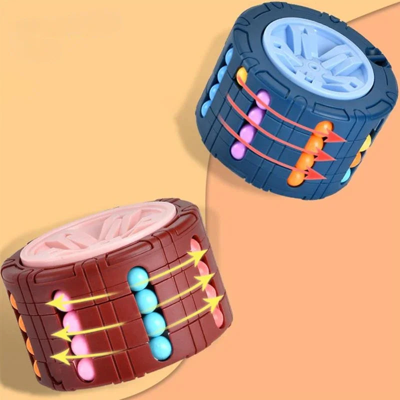 3D Cylinder CubeToy Magical Bean Gyro Rotate Slide Puzzle Games Relieve Stress Children Educational Montessori Infant Toys Gift