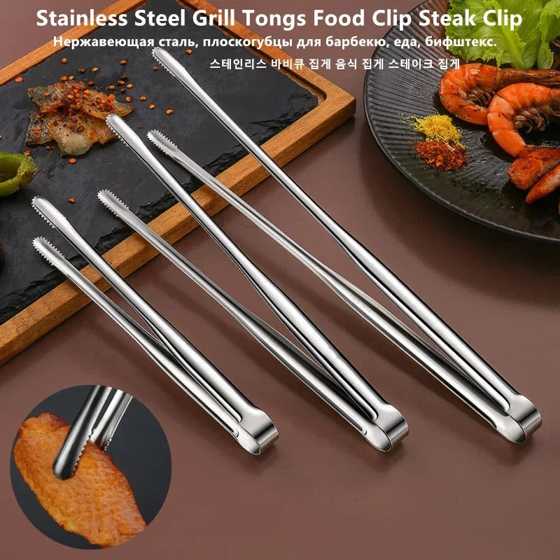 Extra Thick Kitchen Tongs Non-Slip BBQ Clip Food Serving Tong for Steak Bread Party Cooking Utensils