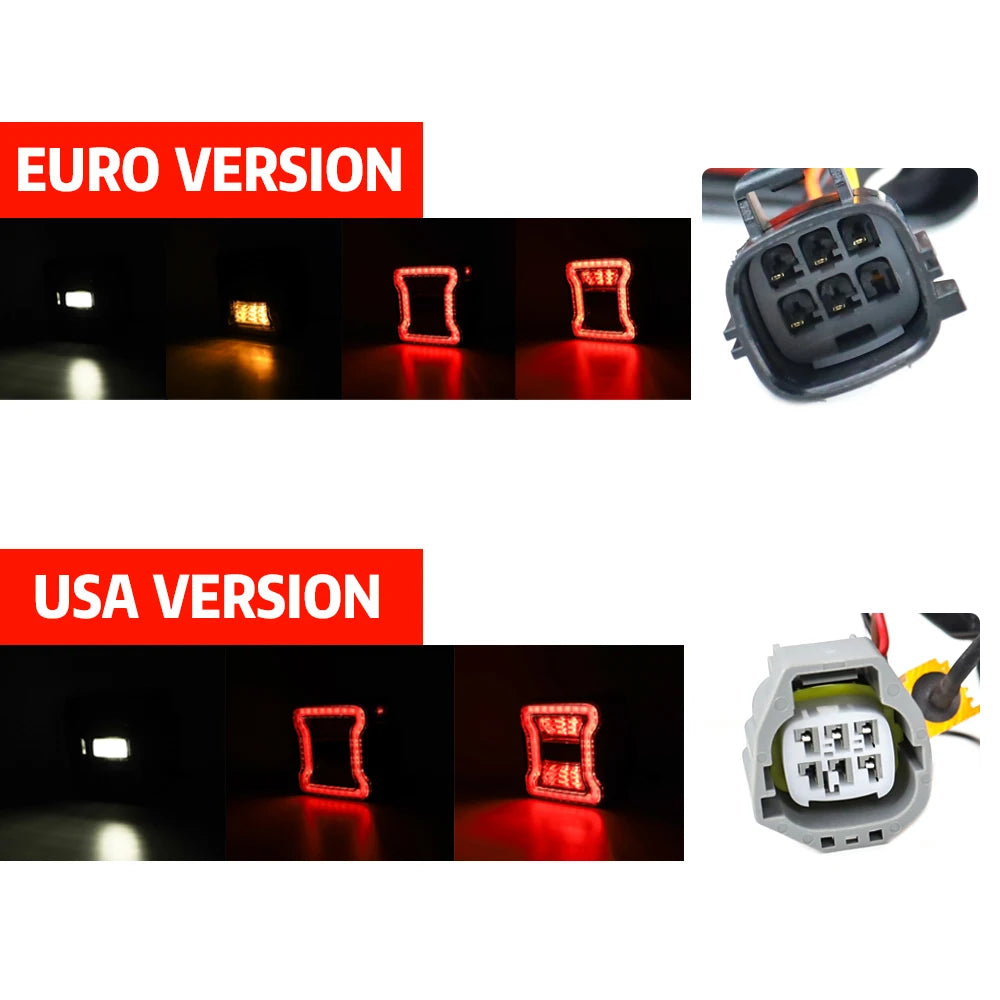 2x For Jeep Wrangler JK 2007-2017 LED Tail Lights Reverse Brake Running Lamp Rear DRL