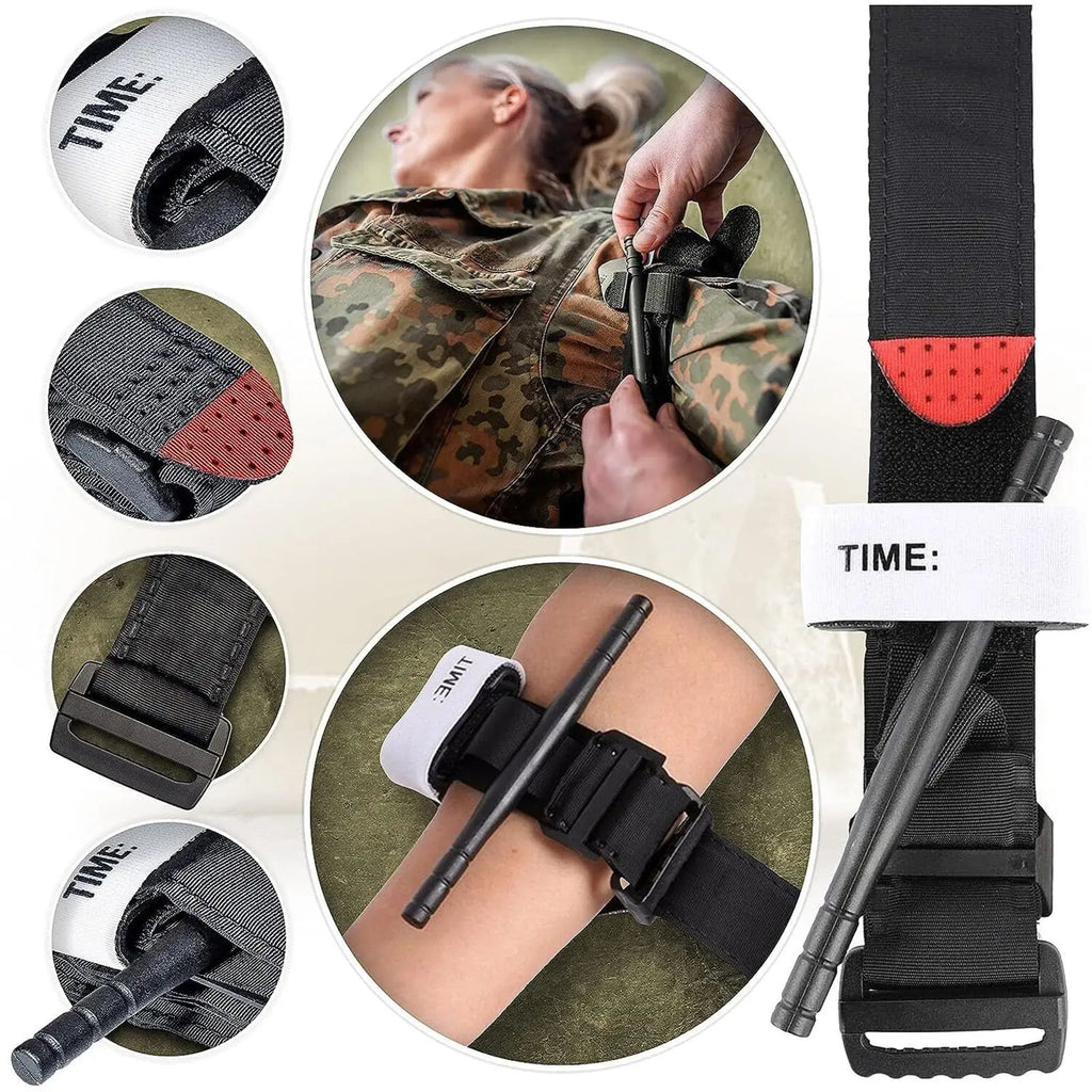 Tourniquet Emergency Tactical Emergency Strap Single Handed Medical First Aid Equipment for Hiking Camping Travel Outdoor Sports