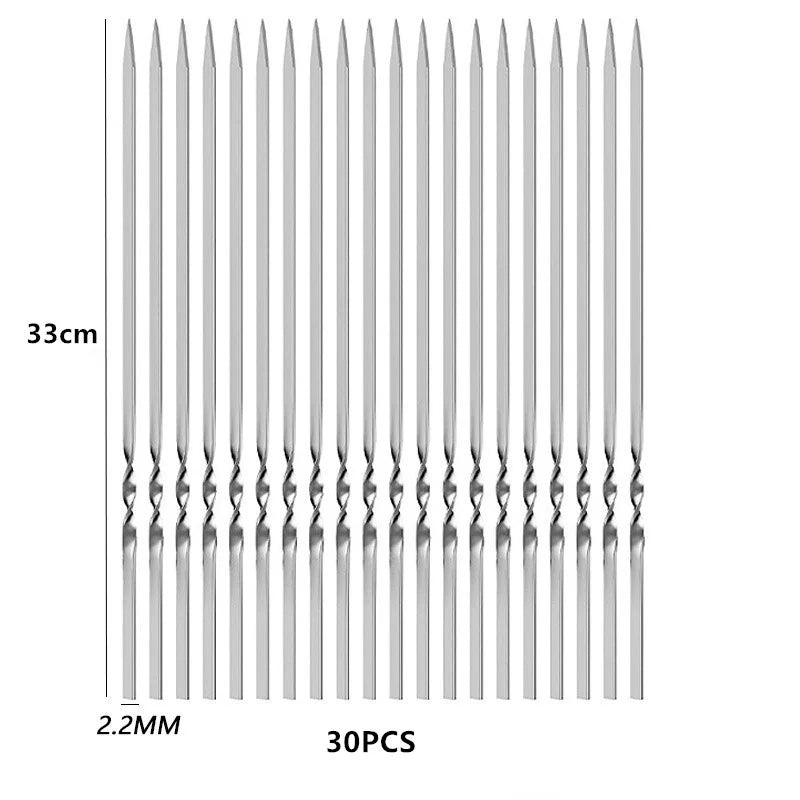 Stainless Steel Barbecue Skewer Reusable BBQ Skewers Kebab Iron Stick For Outdoor Camping Picnic Tools Cooking Tools