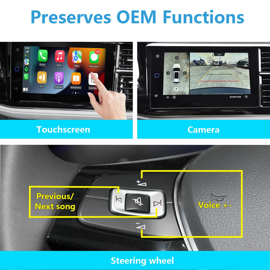 Apple CarPlay & Android Auto for JETTA VS7 2022-2026, JETTA VS5 2024, Fit OEM 153C Unit, Perserve All OEM Functions, Plug&Play
