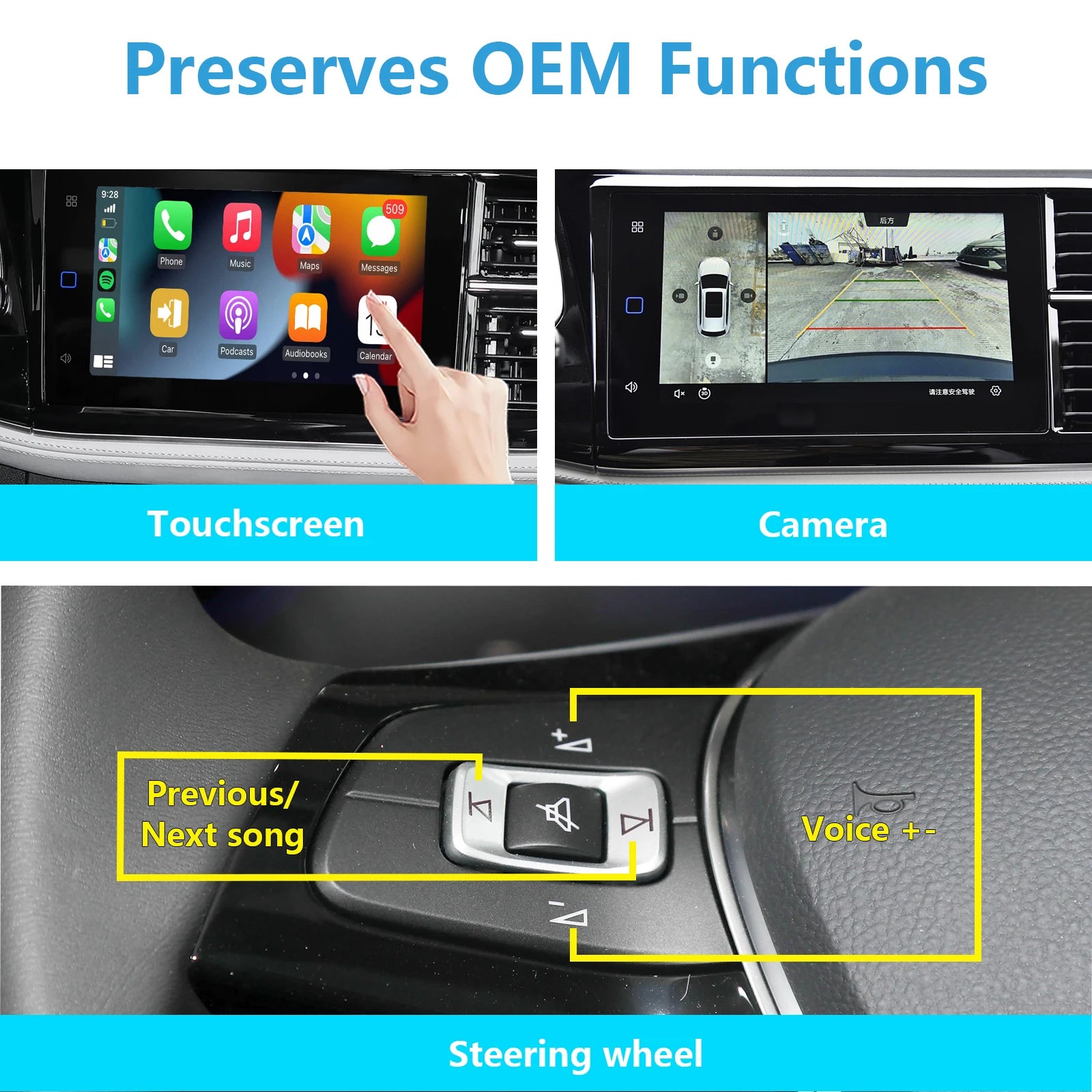 Apple CarPlay & Android Auto for JETTA VS7 2022-2026, JETTA VS5 2024, Fit OEM 153C Unit, Perserve All OEM Functions, Plug&Play