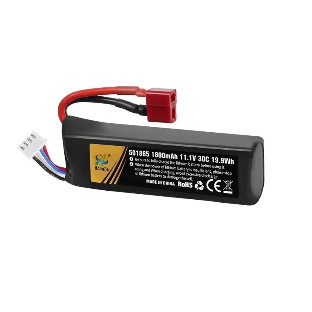 Lithium Polymer Battery 501865 1800mAh 30C T PLUG 11.1V for RC Car Water Gun Mini Paintball Air GunElectric Toy Gun Accessories