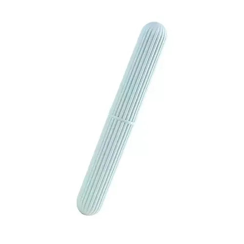 Portable Travel Toothbrush Case - Compact Plastic Holder with Simple Stripes for Bathroom Camping Daily Use
