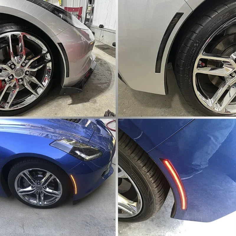 4pcs/set Smoked Lens LED Front and Rear Side Marker Lights for Chevy Corvette C7 2014-2019