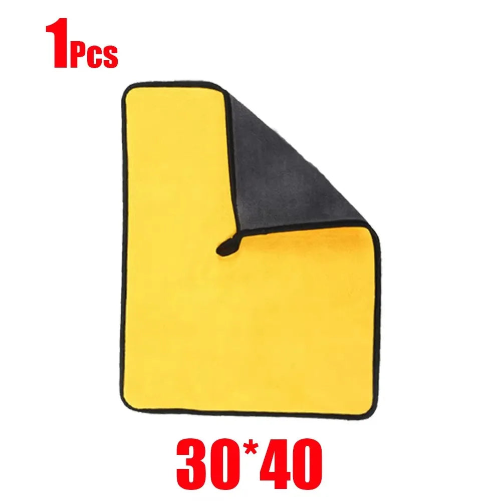 1/5/10/20pcs Microfiber Cleaning Towel Thicken Soft Drying Cloth Car Body Washing Towels Double Layer Clean Rags 30/40/60cm