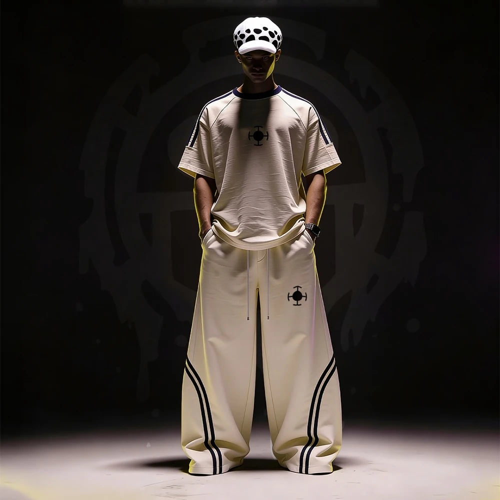 One Piece Surgeon of Death Streetwear New Hot Selling Men Women Short Sleeved Pants Set Street Y2K Casual Tee Set Sports Set