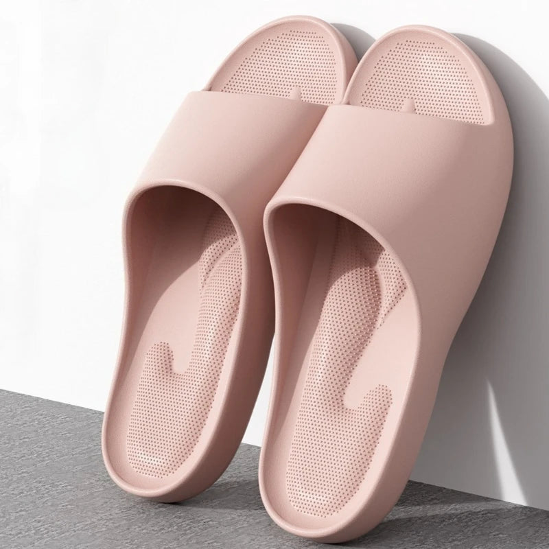 Couple Home Slippers Soft EVA Non-Slip Slides Lightweight Breathable Indoor Bathroom Shoes, Anti-Slip Platform For Men Women