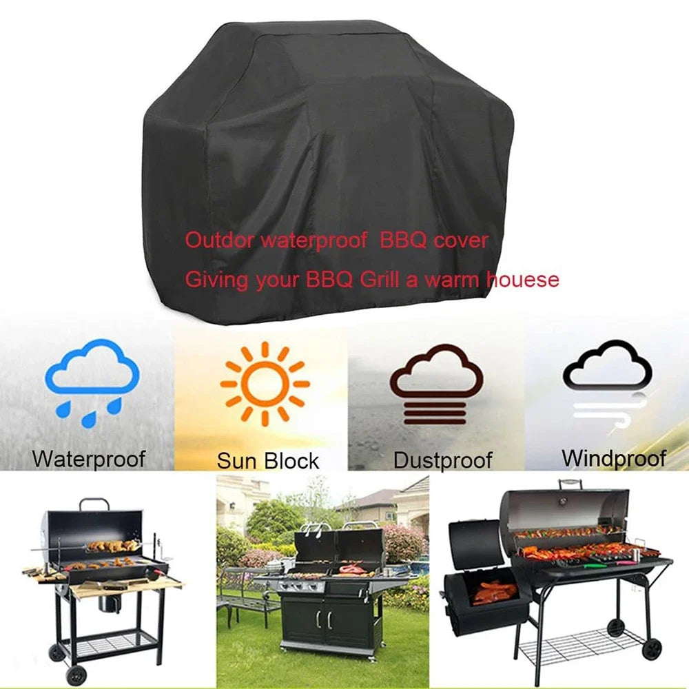 1Pcs BBQ Cover Outdoor Rain Protective Barbecue Cover BBQ Grill Barbeque Cover Anti-Dust Waterproof Weber Heavy Duty Charbroil