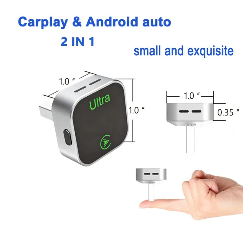Auto-Connect Fast Wireless Carplay Adapter Mini Size Plug& Play For IOS For Android Auto Compatible Car Vehicle Upgrade Version