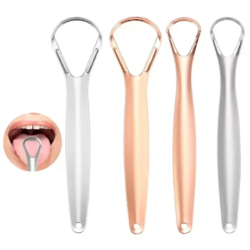 Stainless Steel Reusable Tongue Scraper with Coated Handle for Fresh Breath Oral Hygiene Durable Mouth Cleaner Tool