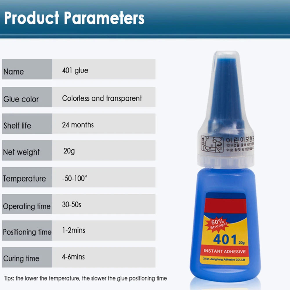 401 Glue Instant Fast Adhesive 20ML Bottle Stronger Super Glue Multi-Purpose Fix HOT Super Strong Liquid Colorless Adhesive Glue