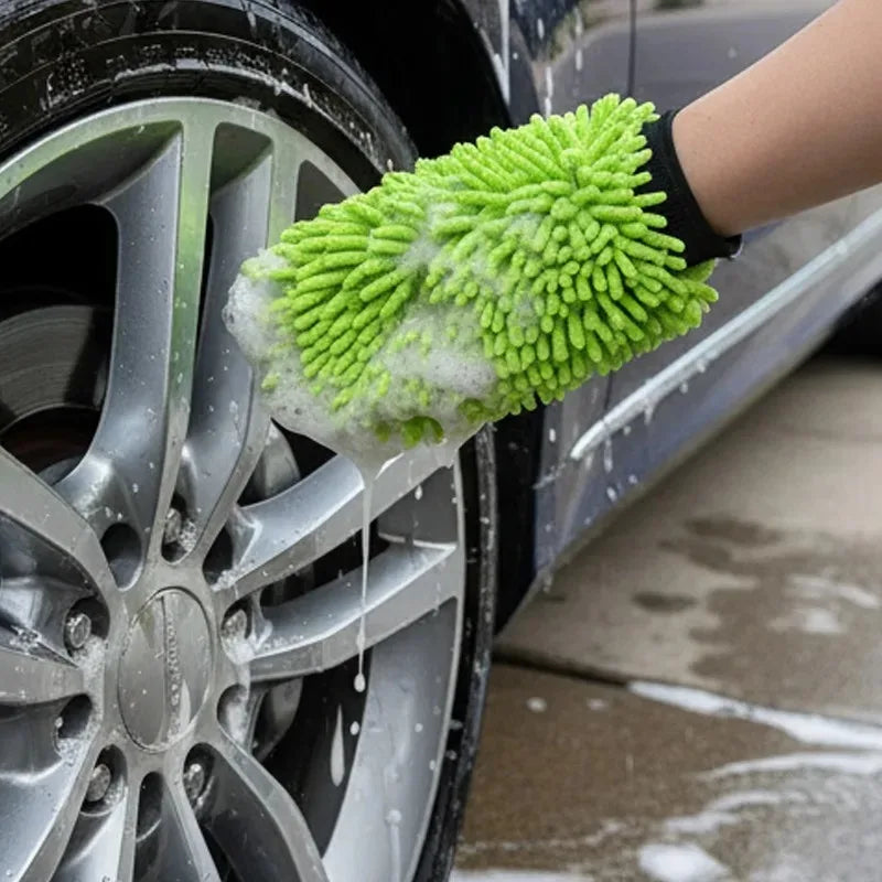Microfiber Car Wash Gloves Chenille Super Soft Scratch Free Wash Mitts for Auto Detailing Cleaning Drying Glass Window Polishing