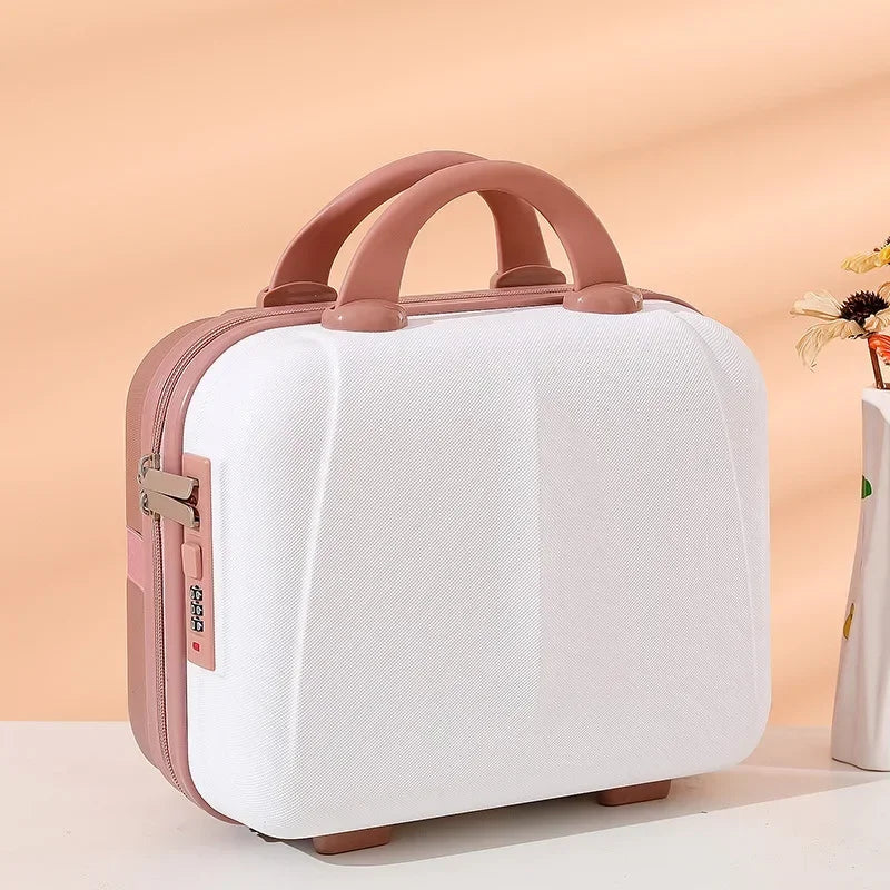 2025 New 14 inch Hard Shell Waterproof Shockproof Portable Mini Suitcase Password Lock Storage Cosmetic Bag Carry-on Luggage