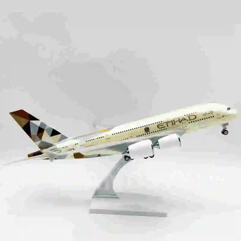 Aviation Replica Etihad A380 Aircraft Model Airplane 30CM Children Gift Kids Toys for Boy Etihad Scale 1/240 Resin Gift