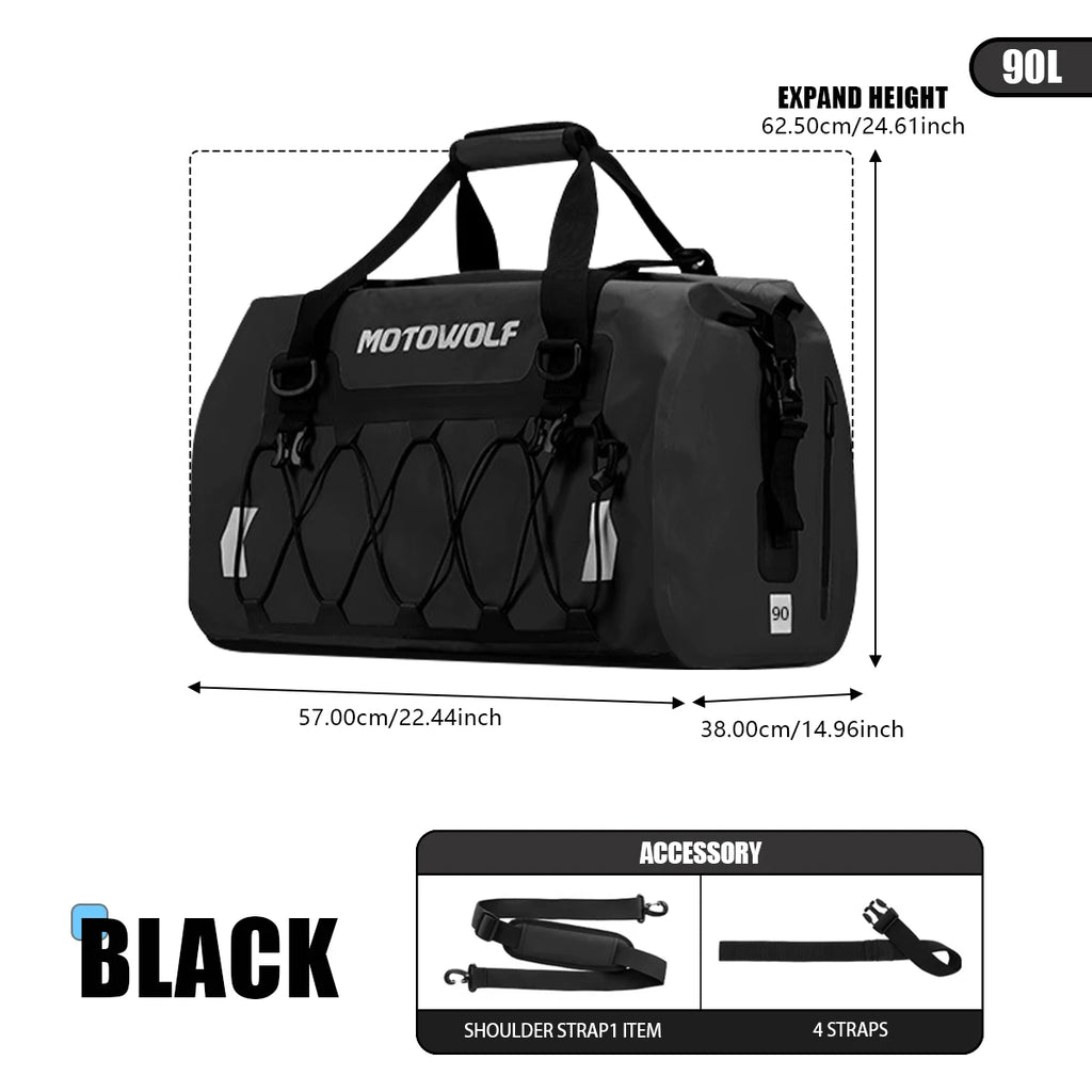 Motorcycle Bag Waterproof MTB Bike Trunk Bag Rear Travel Luggage Carrier Portable Saddle Seat Cycling Acessoriy 40L/66L/80L/90L