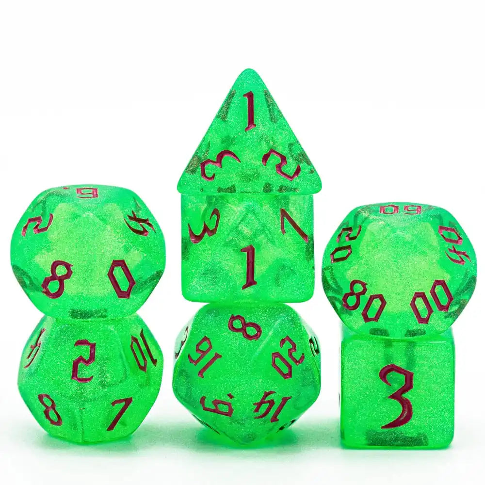 DND Glitter Dice Set 7Pcs/Set Sickle Font D4 D6 D8 D10 D% D12 D20 Polyhedral Dice for Dungeons&Dragons Role Playing Board Games