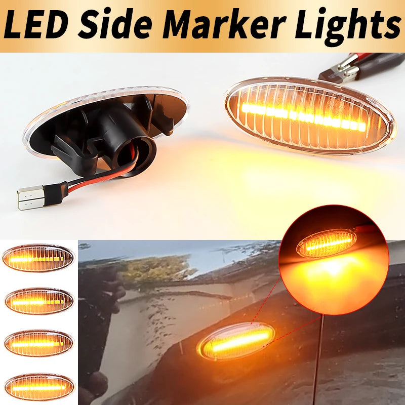 2PCS LED Side Marker Turn Signal Lights Canbus For Renault Koleos 08-11 For Smart Forfour For Nissan NP300 Navara 14- Note 06-