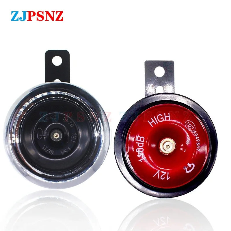 12V Motorcycle E-bkie Scooter Horn Super Loud Horn Waterproof Moped Dirt Bike Electric Vehicle Air Round Horn Motorbike 110db