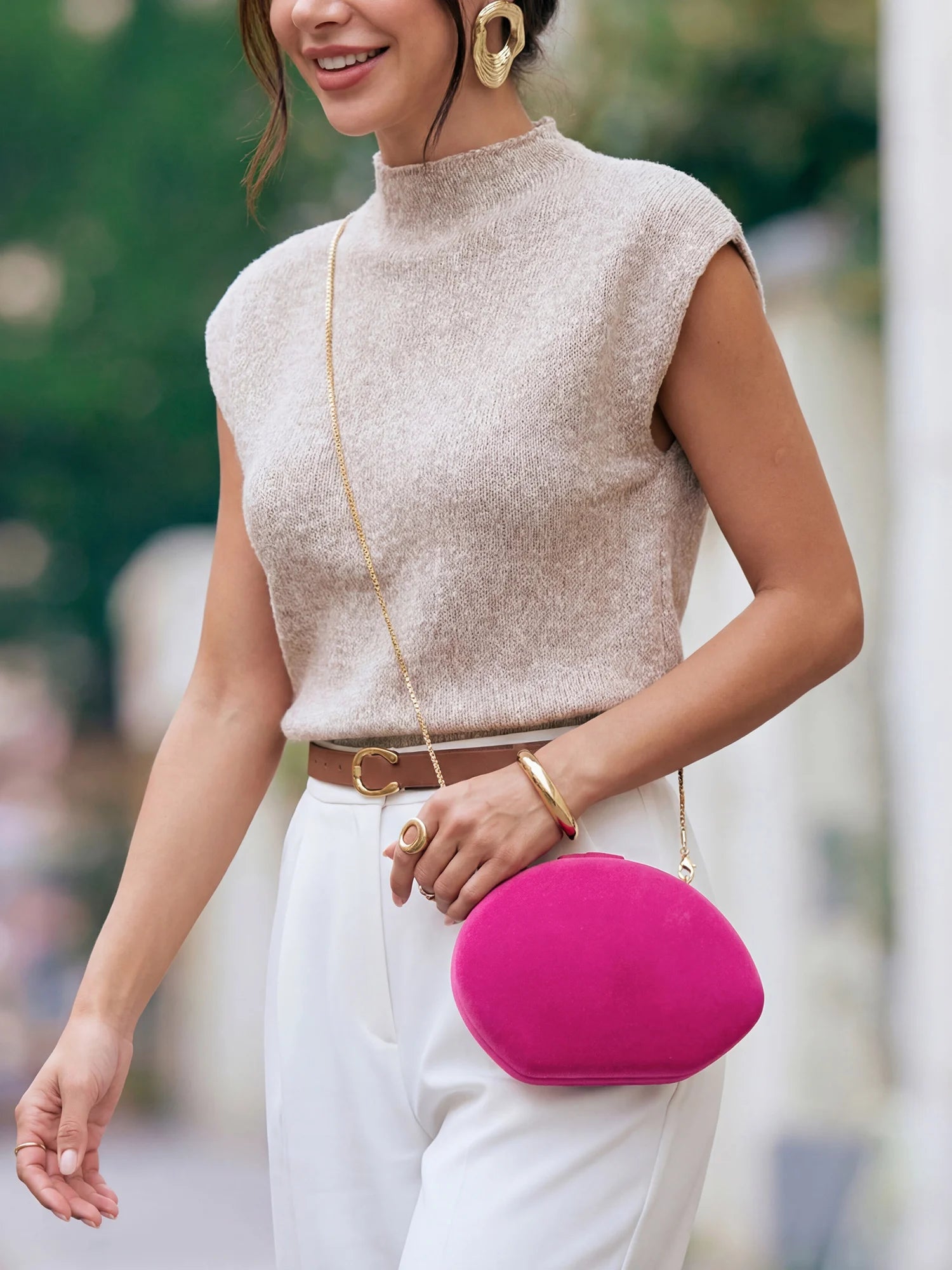 Designer velvet shell-shaped evening bag stylish wedding party clutch crossbody chain shoulder bag can hold mobile phone