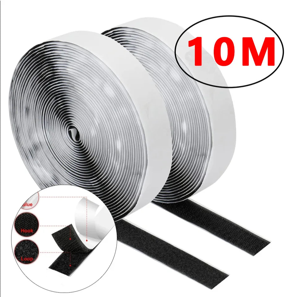 1-10M Strong Self Adhesive Hook and Loop Tape Heavy Duty Sticky Back Nylon Velcros Fastener Strip for Car, Home Office DIY Craft