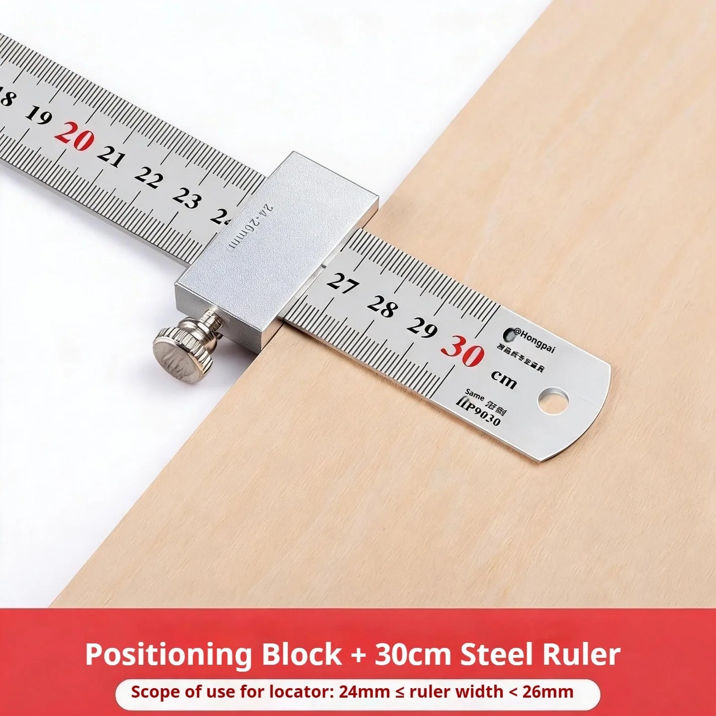 New Portable Carpentry Steel Ruler | Positioning Limit Block + Marking Gauge for Accurate Woodworking Tool Alignment