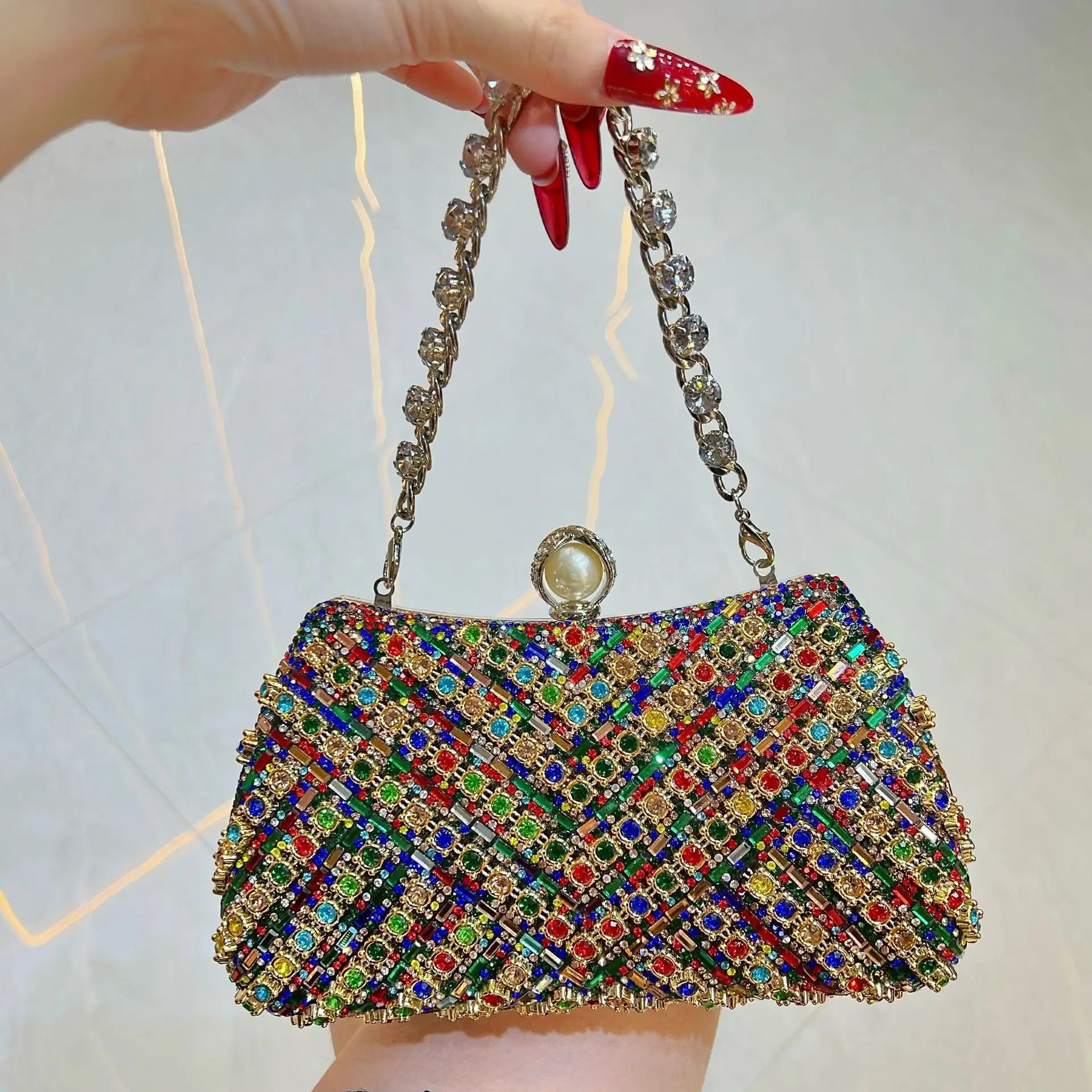 Rhinestones Diamond Evening Bags For Women Luxury Chain Shoulder Crossbody Bags Party Wedding Clutch Purse Handbags