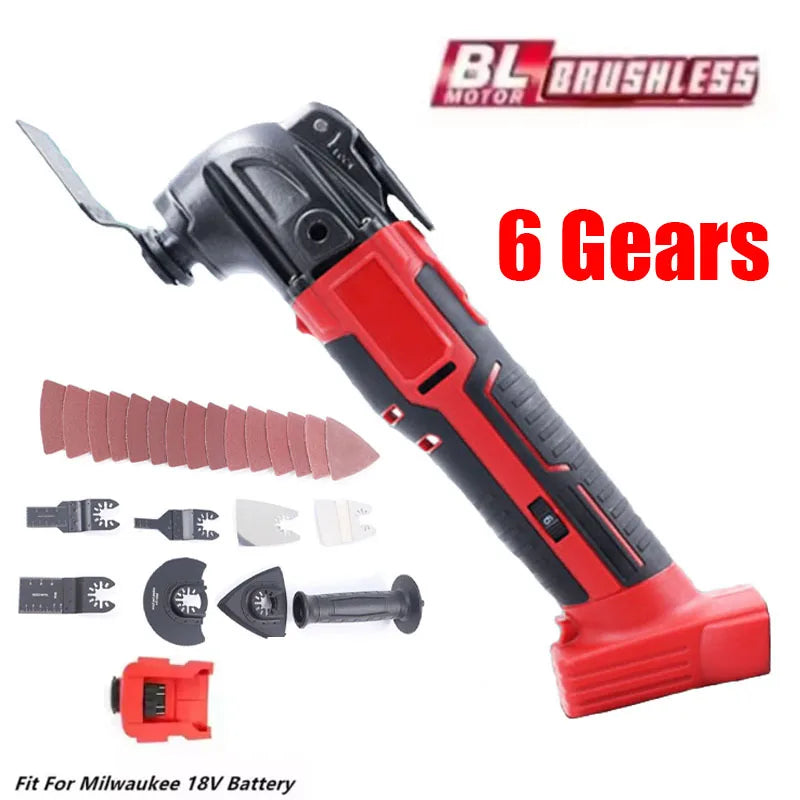 For Milwaukee 18V Battery Electric Oscillating Multi Function Tool 6 Gears Cordless Vibration Trimmer Cutting Saw Power Tools