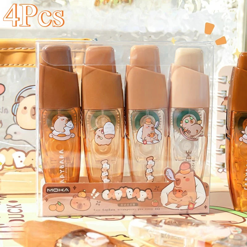 4Pcs/Set Cute Capybara/Panda Press-On Dot Glue Double-Sided Adhesive Tape Novel For Scrapbooking, Crafts, Handmade Office Statio