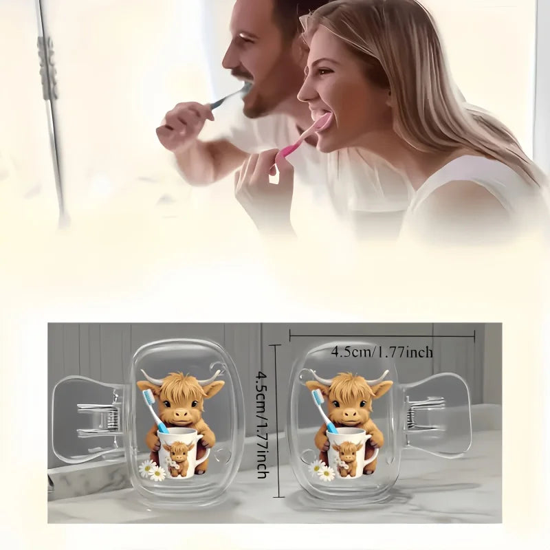 2pcs Highland Cow Portable Toothbrush Case Ideal for Home and Travel Use Perfect Party Holiday Gifts For Family Friends Women
