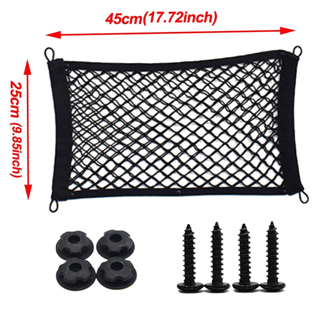 Stretchable Small Cargo Net Pocket Storage Mesh Net Elastic with Mounting Screws and Hooks for RV Truck Car SUV Boats