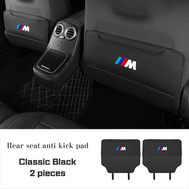 PU leather Car Seat Anti Kick Pad For BMW M M3 M4 M5 E46 E90 E92 F15 F20 F07 F40 F30 G30 G01 G02 G05 Protect Cover Storage Bag