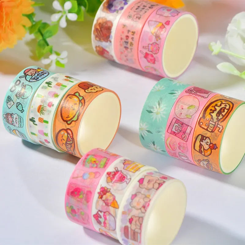 60 PCS/Set Cute Washi Tapes Japanese 1.5cm Adhesive Decorative Masking Tape Scrapbook Stationery Stickers School Supplies